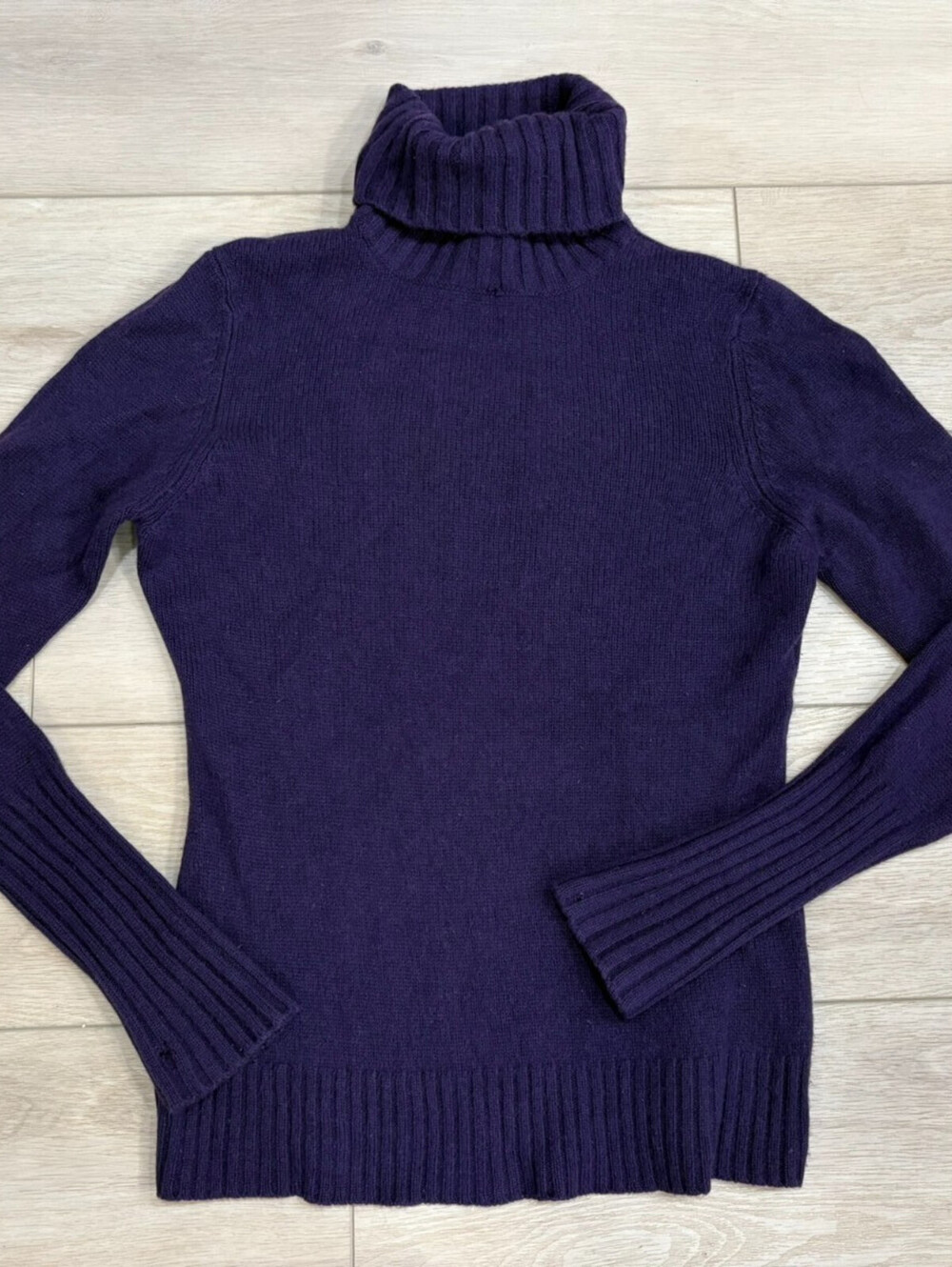 Kirkland Purple 100% Cashmere Turtleneck Sweater Women Large Flaws